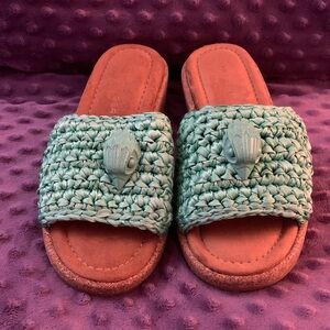 Kurt Geiger London Woven Slide Sandals with hawk head design